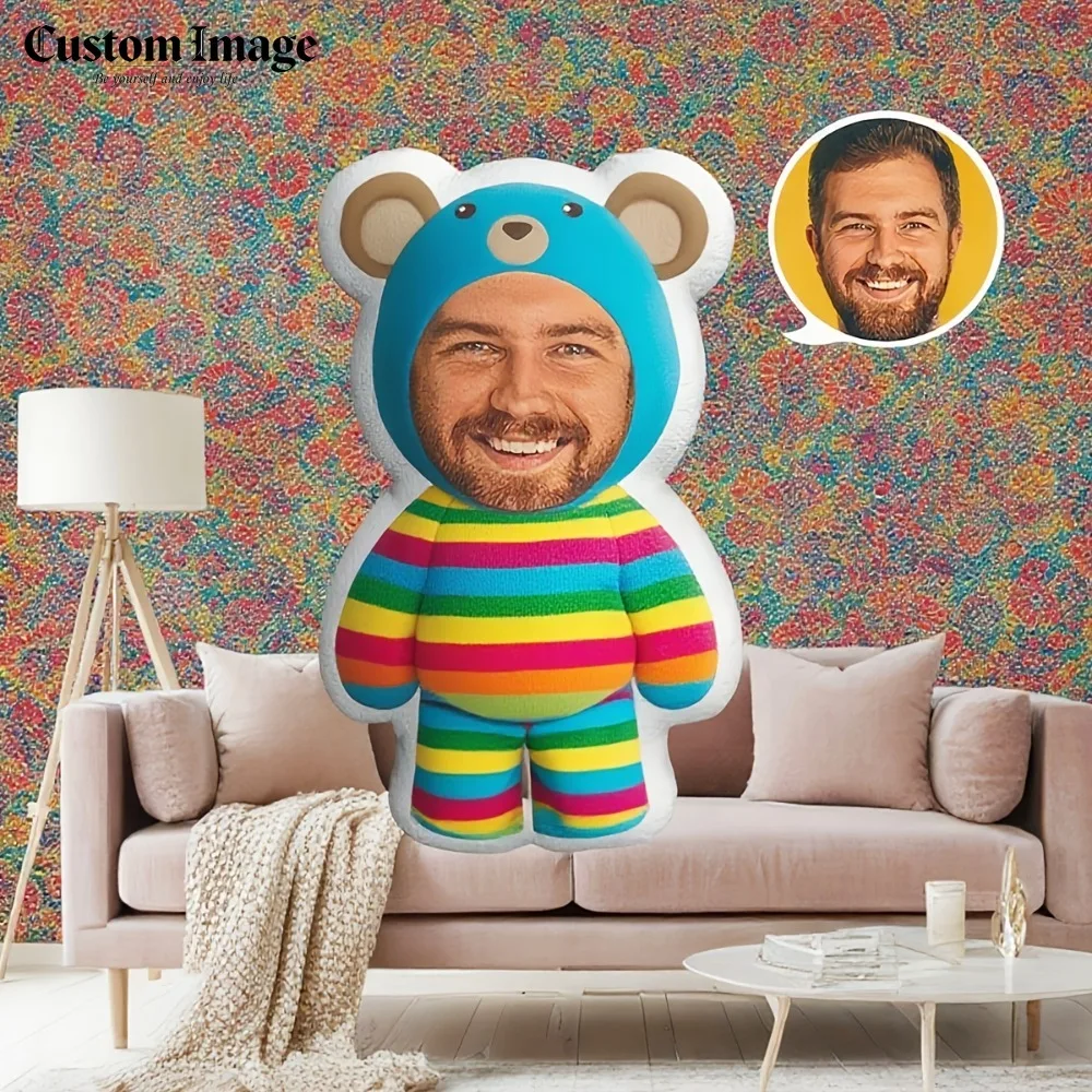Coussin personnalisé avec photo d'ours, impression recto-verso, facile à nettoyer, cadeau unique pour les proches et les amis, décoration originale pour la maison