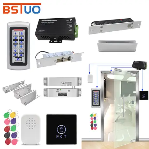 금속 출입 통제 시스템 키트 세트 RFID 키패드, 초인종 EM 카드 엔트리 포함, 전기 마그네틱 잠금 스트라이크 잠금 장치, 125KHz + 180kg