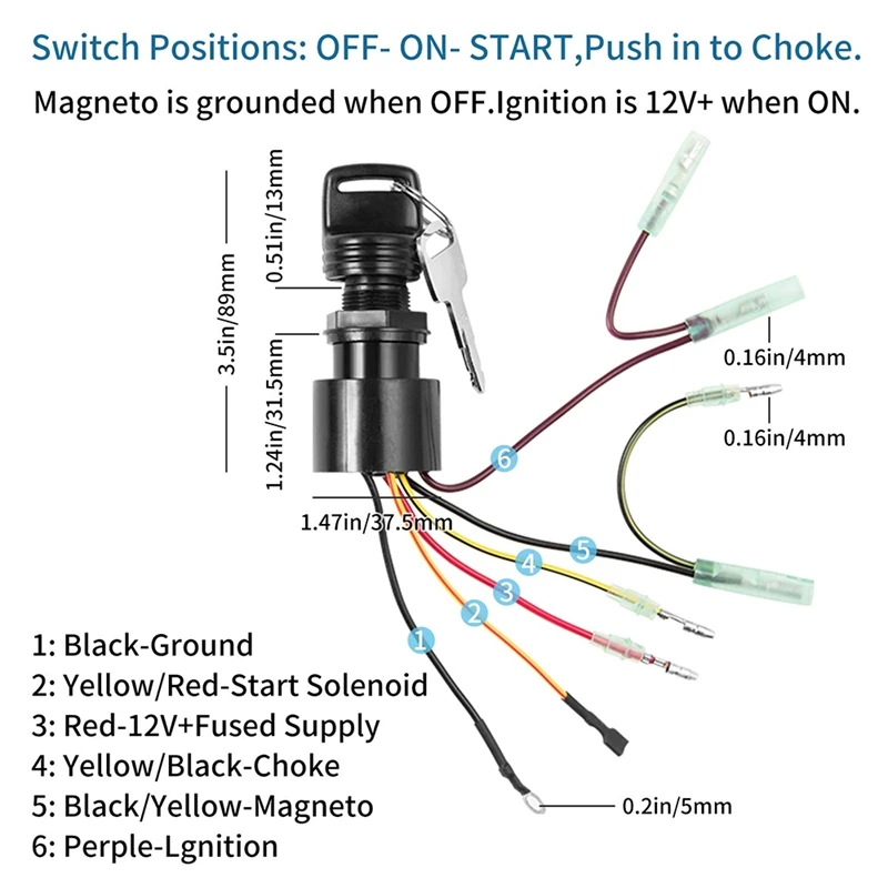 NEW-87-17009A5 Boat Motor Ignition Key Switch For Mercury Outboard Motors 3 Position Off-Run-Start