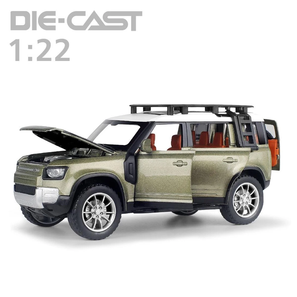 1:22 defender suv liga modelo de carro diecast metal brinquedo veículos off-road modelo de carro som e luz puxar para trás coleção crianças presente