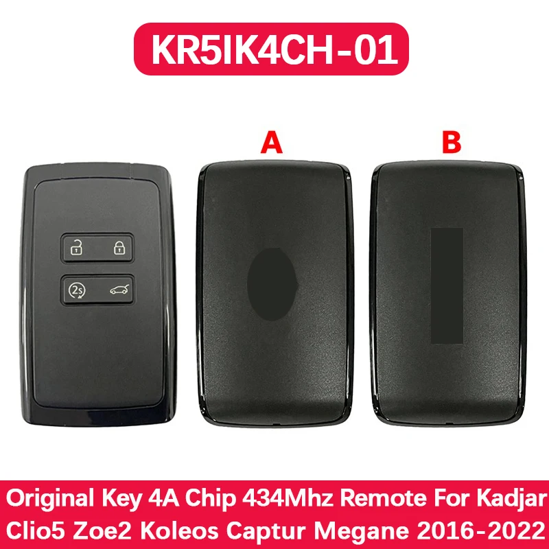 

CN010090 оригинальный 4-кнопочный смарт-ключ NCF29AxMTT чип 434 МГц KR5IK4CH-01 для Kadja Clio5 Zoe2 Koleos Captur Megane 2016-2022