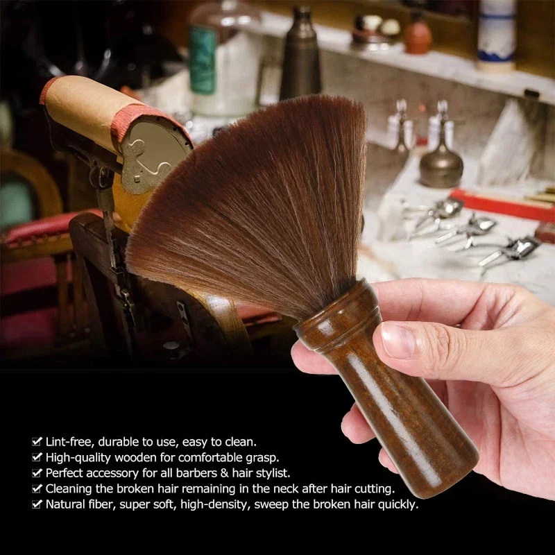 2Pcs Professional Salon Brush Soft Bristle Wood Handle Barber Neck Duster Hair Beard Shaving Cleaning Tool