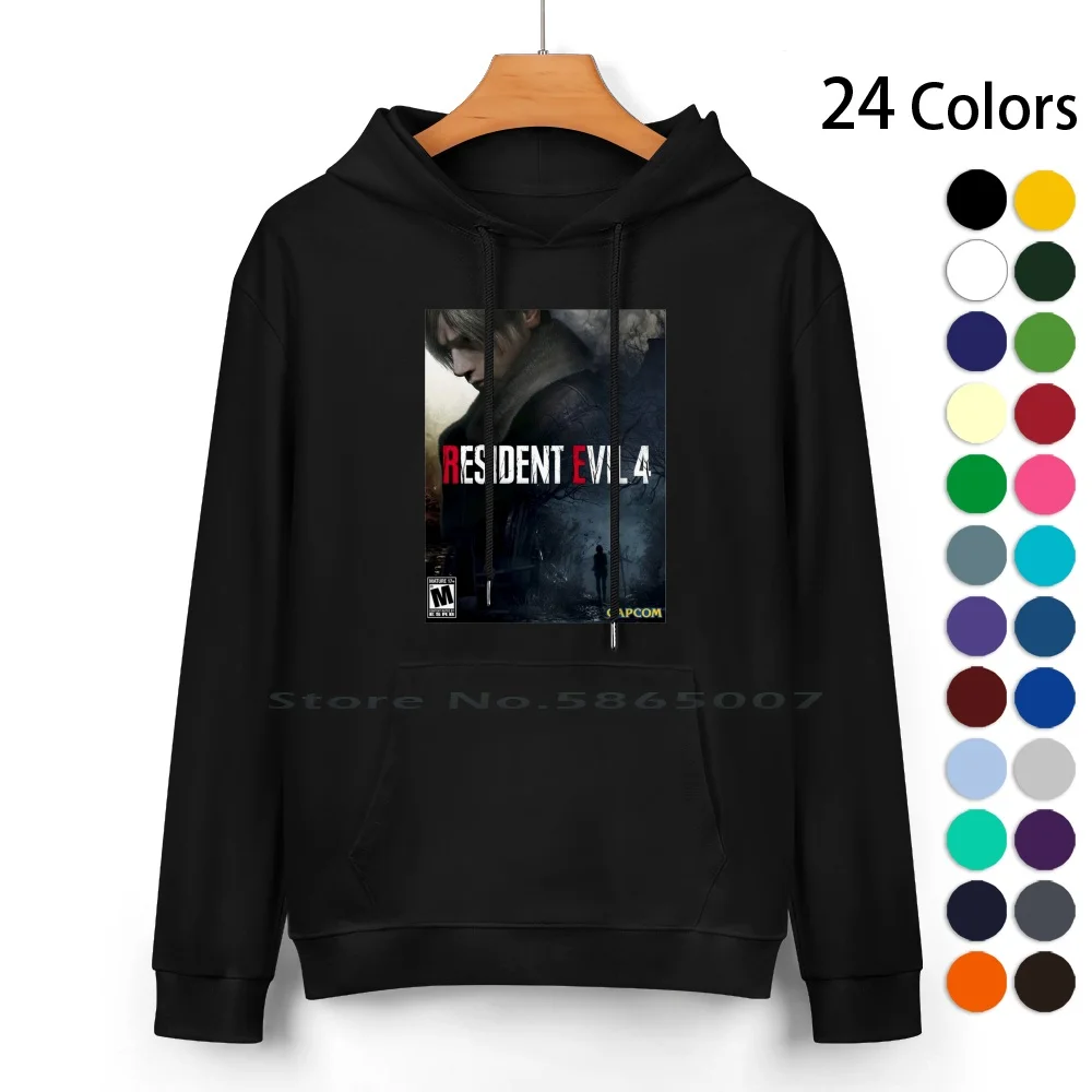 4 Pure Cotton Hoodie Sweater 24 Colors 4 Horror 2 Leon Kennedy Video Games Biohazard Zombies Re4 100% Cotton Hooded Sweatshirt