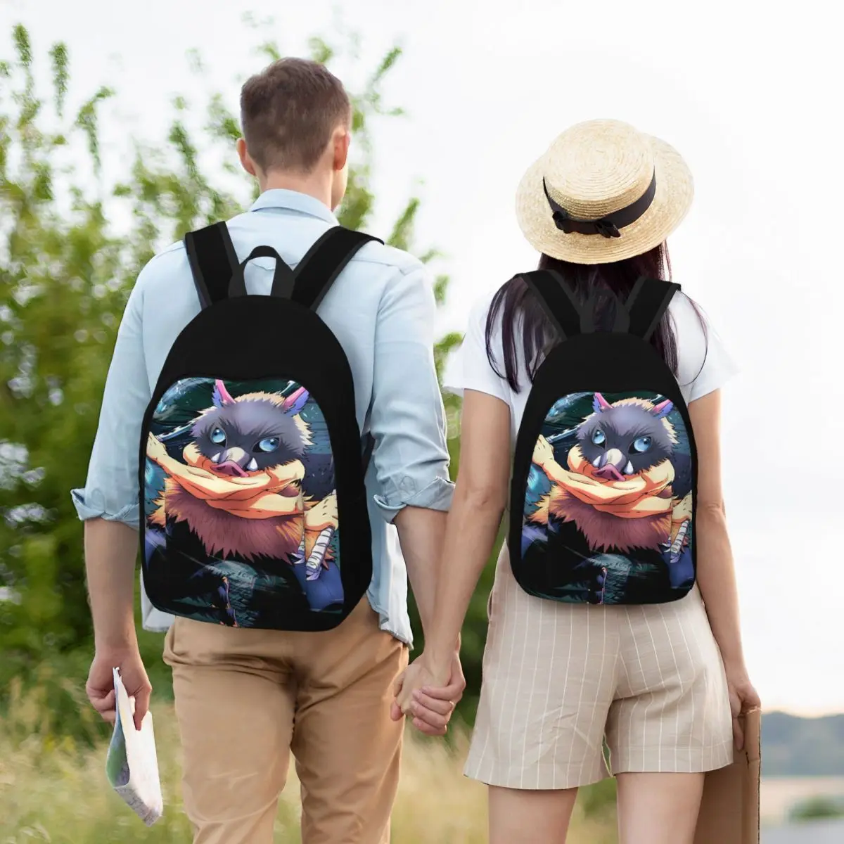 حقيبة ظهر كاجوال من Sword Maniac Inosuke للاستخدام الخارجي للطلاب والأعمال شيطان القاتل Daypack للرجال والنساء حقيبة كتف للكمبيوتر المحمول