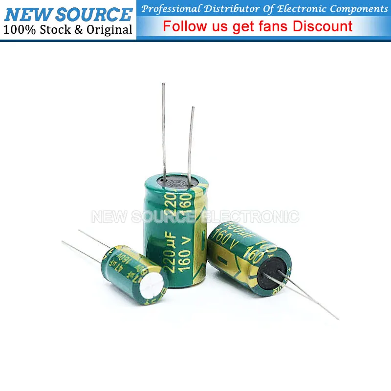 NewSource-condensador electrolítico de aluminio DIP, 1-50 piezas, 160V, 1UF, 4,7 UF, 10UF, 22UF, 47UF, 100UF, 220UF, 470UF