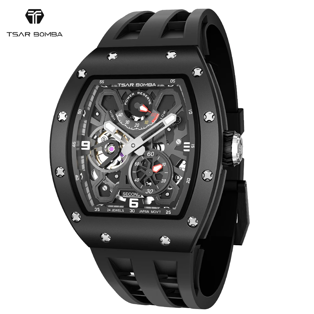 

TSAR BOMBA Automatic Watch for Men Waterproof Carbon Fiber Mechanical Wristwatch Luxury Sapphire Ceramics Clock