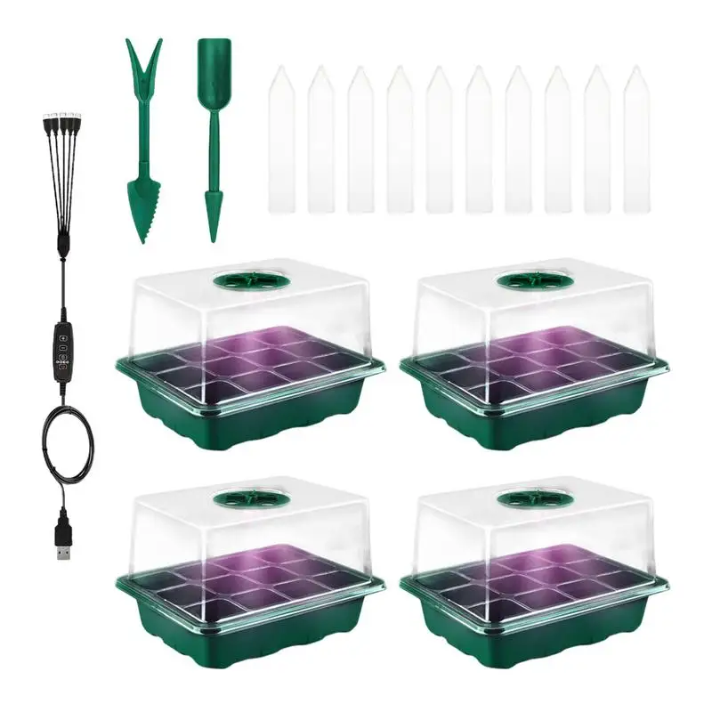 

Seedling Trays with Dome Plant Germination Growing box Germination Timing Controller Clone Plant Propagation Kit with Grow Light