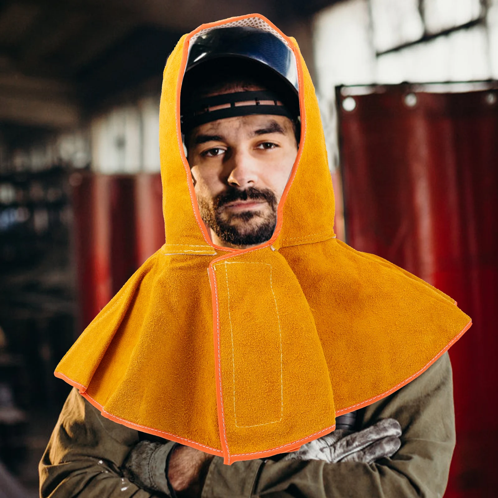 Cagoule de soudage ignifuge en cuir de vache, Protection de la tête pour adultes, hommes et femmes, drapeau de cou, capuchon de Protection, équipement de sécurité