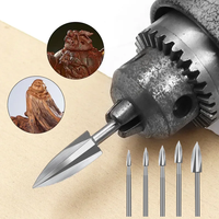 5Pcs Wood Carving Drill Bit Precise Woodworking Carve Tools Solid Carbide Root Milling Grinder Burr HSS Engraving Drill Bit Set