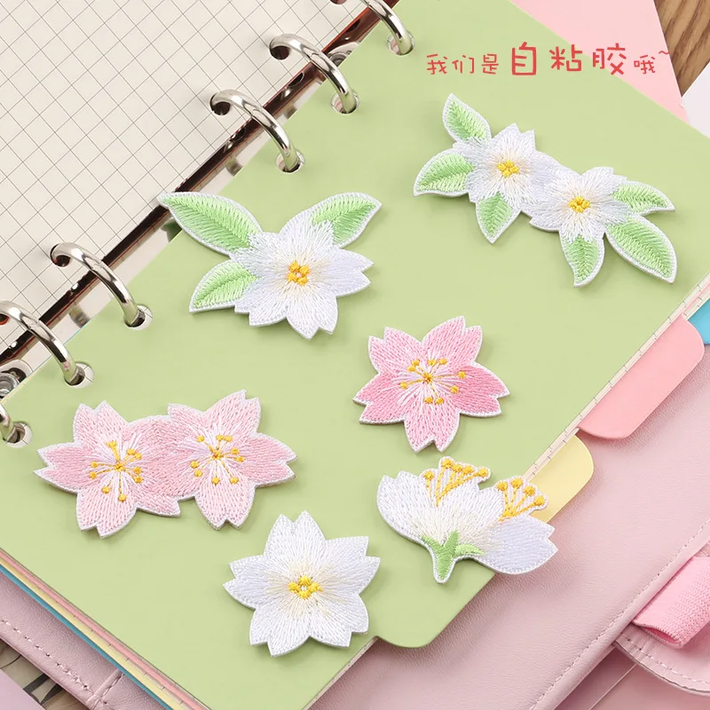 6 Stück niedliche Blumen-Aufnäher zum Aufbügeln für Kleidung, selbstklebend, bestickte Stoffaufnäher, DIY-Reparatur-Set, Jackenaufkleber – Detail 4
