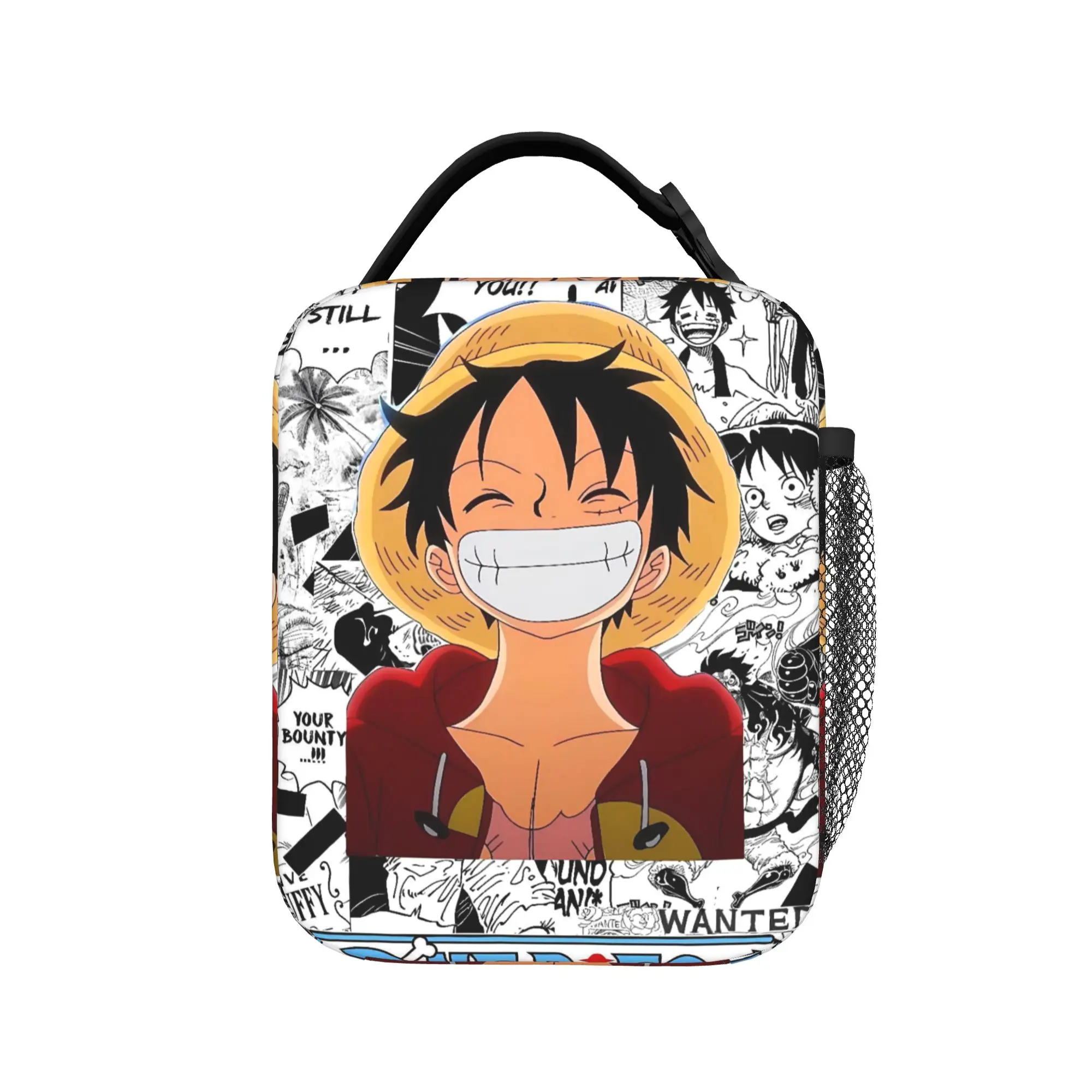 Classic Luffy Manga Poster One Piece Lunch Bag For Child  School Print Lunch Box Retro Waterproof Thermal Tote Handbags