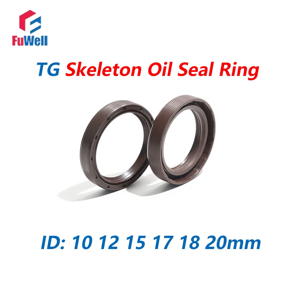Fuwell 5pcs Skeleton Oil Seal O Ring TG Size Complete Inner Diameter 10~20mm Rotating High-Temperature Resistant Oil Seal Gasket