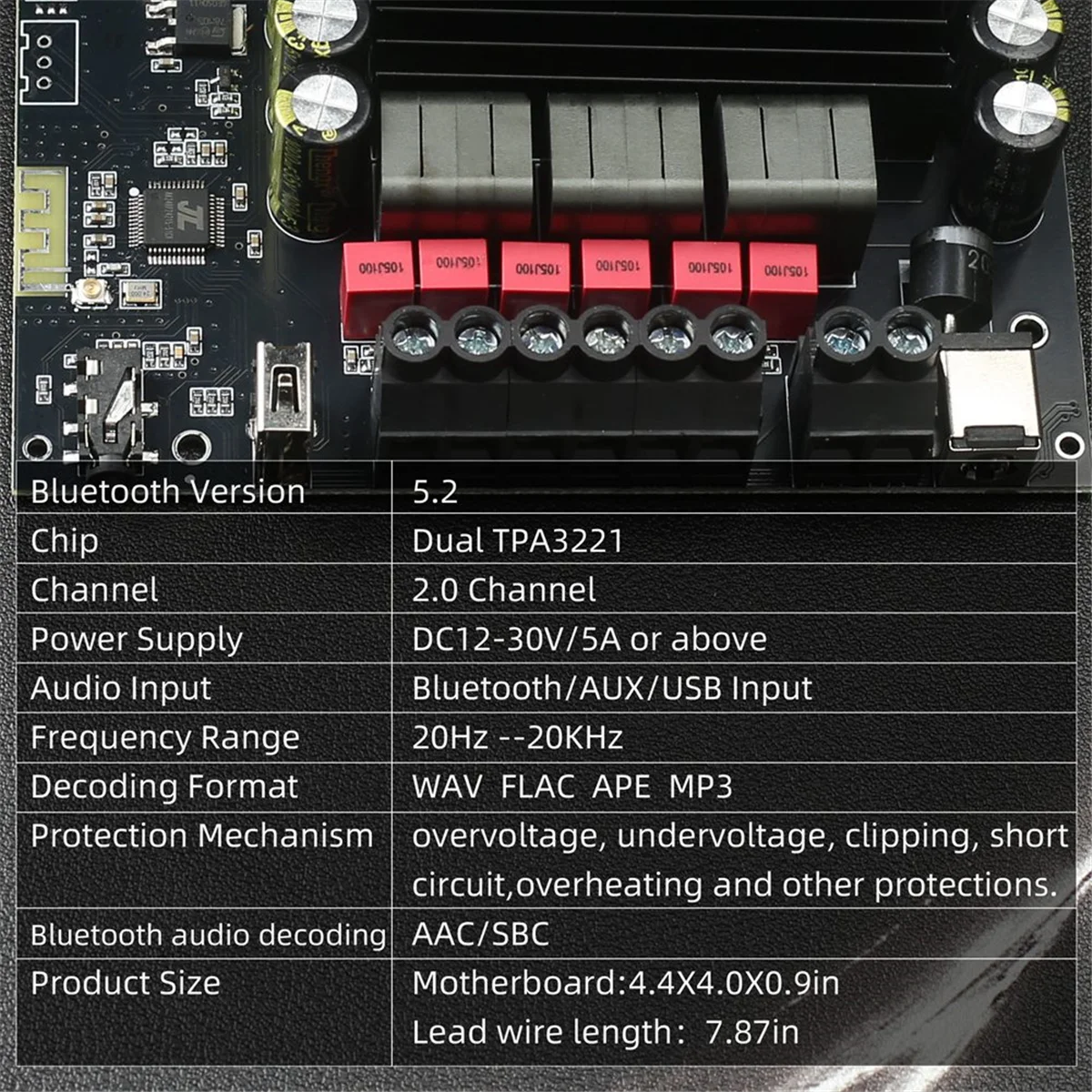 NEW S200HS-W Bluetooth 5.2 Subwoofer Digital Amplifier Board 2.1 Channel 100W+100W+200W Wide Voltage 12-24V Stereo Hifi-AB01