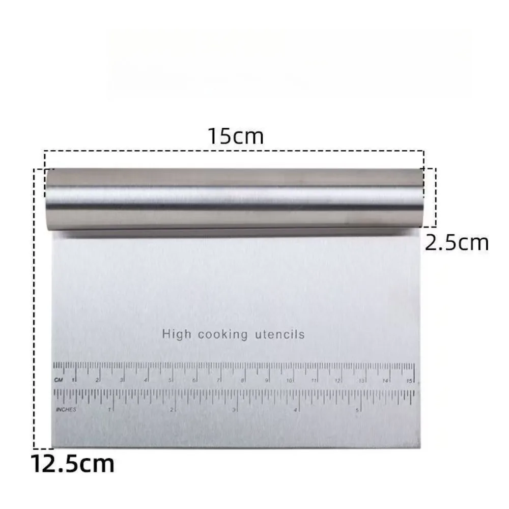Stainless Steel Scraper Dough Pastry Pizza Cutter with Measuring Scale Multifunctional Kitchen Gadget Easy To Clean and Reusable