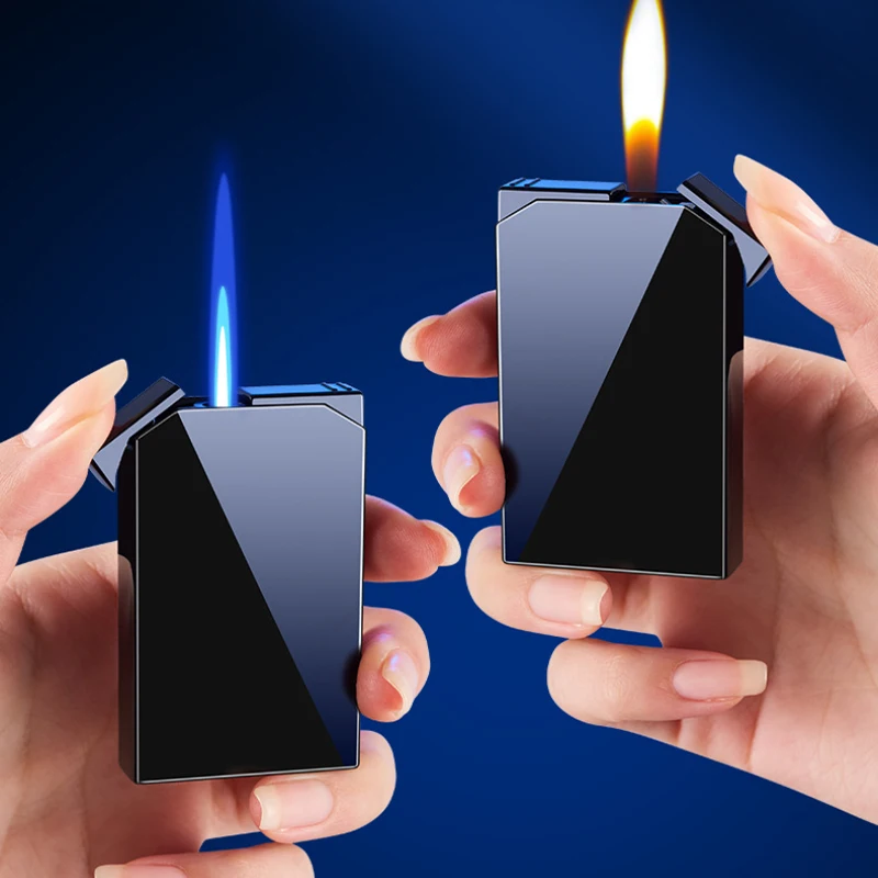 Premium Metal Windproof Lighter - Dual Flame  Convertible, Refillable Butane Inflatable Lighter for Multi-Purpose Use Cigar/Cand