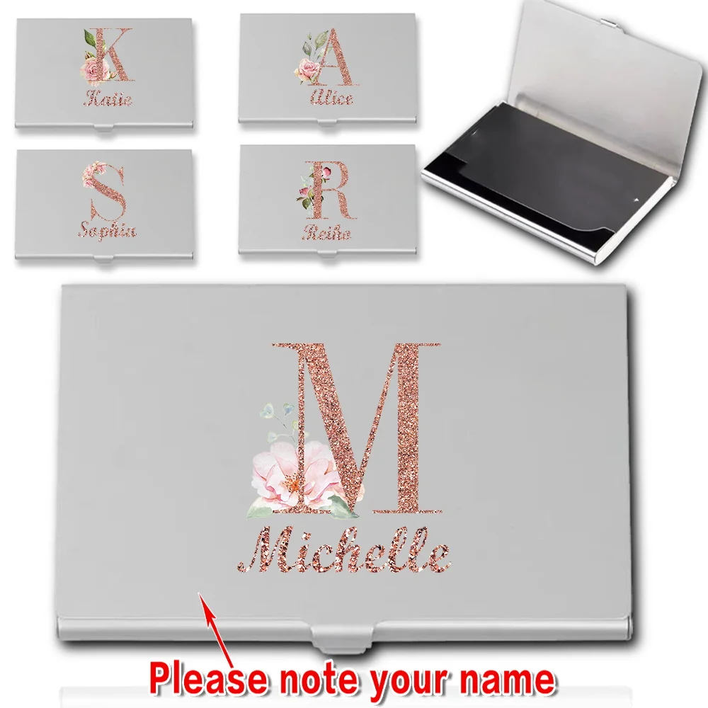 

Customized Name Metal Business Card Holder Ultra Thin Credit Bank Card Organizer Poratble Travel Protection Slim RFID Blocking