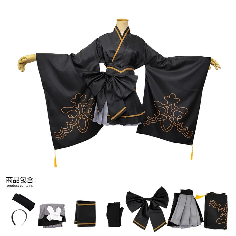 Anime No Costumes Sets 9S Yorha 2B Cosplay Costume Suits Women Outfit Wig Plus Size Fancy Party Black kimonox,5;d'2.y;8'