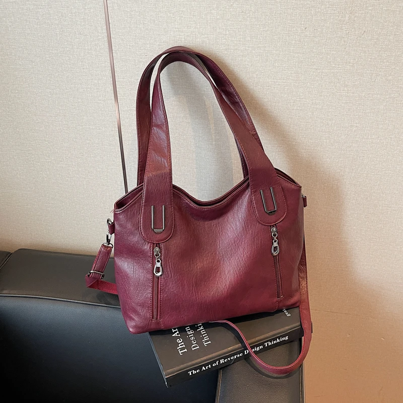 

Fashion Versatile Solid Pu Large Capacity Women's Tote Bags High Quality Commute Casual Retro Casual Women's Shoulder Bags