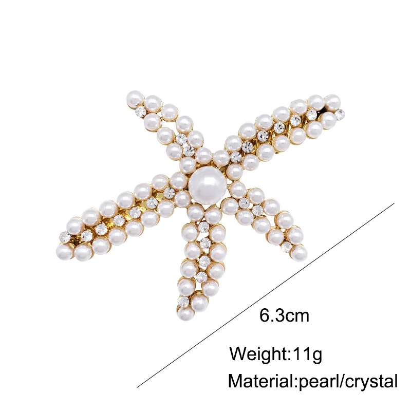 New Fashion Starfish Clip For Women 2024 Trendy Girl Acrylic Pearl Berrettes Geometric Hair Accessories Hairgrip Gift