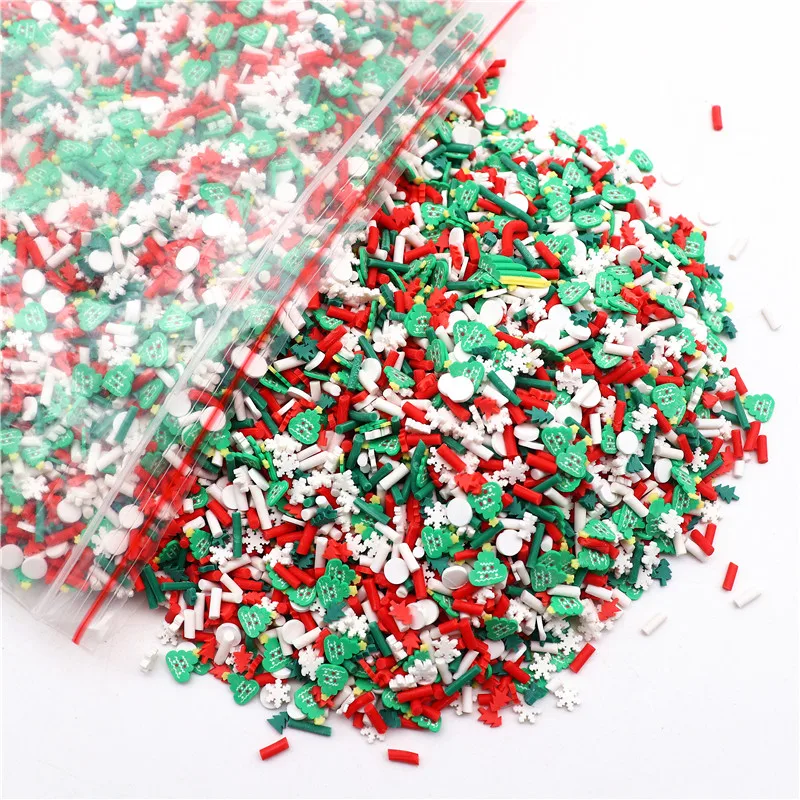 480g Wholesale Mixed Xmas Polymer Clay Slices Sprinkles Crafts Christmas Soft Clay Nail DIY Slime Crystal Mud Filler Accessories