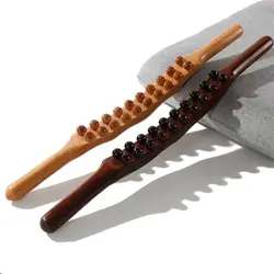 8/20/31 Beads Gua Sha Massage Stick Carbonized Wood Scrapping Meridian Therapy Wand Muscle Relaxing Body Massager Guasha