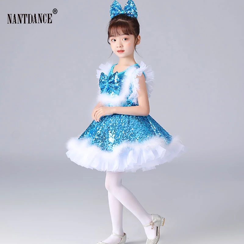 Sequins Dance Dress Girls Kids Dance Costume Girl Kids Dance Outfit Cheerleader Costume Dancewear Dance Wear Girls