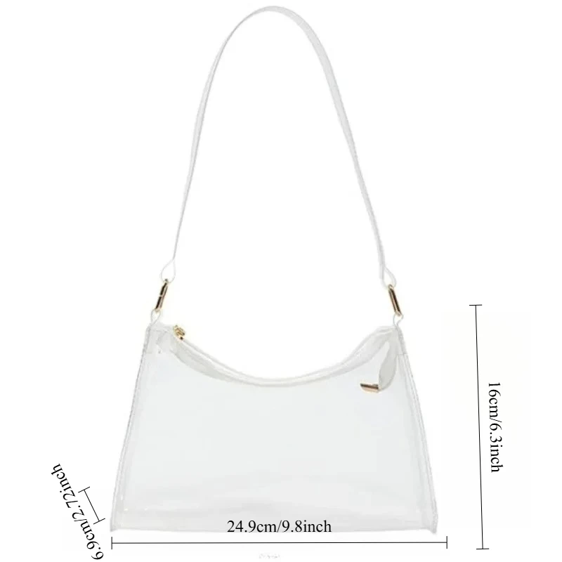 1/2pcs Stylish Transparent PVC Jelly Bag New Moon Shape Daily Underarm Shoulder Bag - view 6