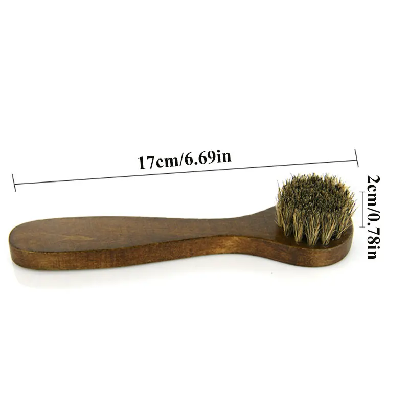 Long Wooden Handle Horsehair Shoe Brush Polish Horse Hair Soft Polishing Tool Bootpolish Cleaning Brush For Suede Nubuck Boot