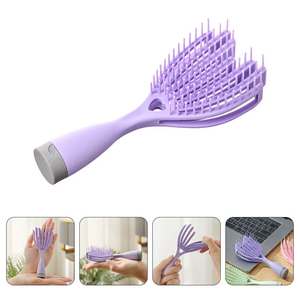 

Dual Purpose Hollow Comb Hair Brush Detangling with Mini Mirror for Dry Polypropylene Portable Travel Wet