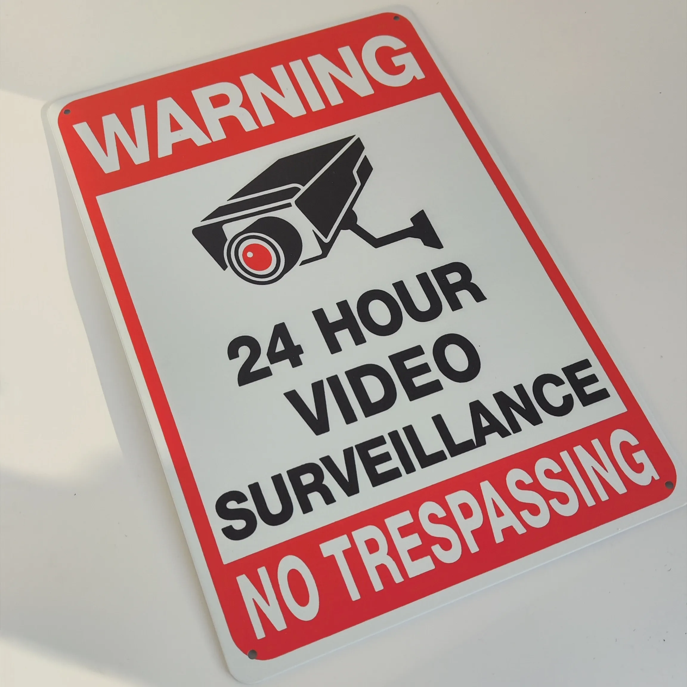 Video Surveillance Sign Warning No Trespassing Home Aluminum Alloy Camera Recording Video Surveillance Home Warning Sign