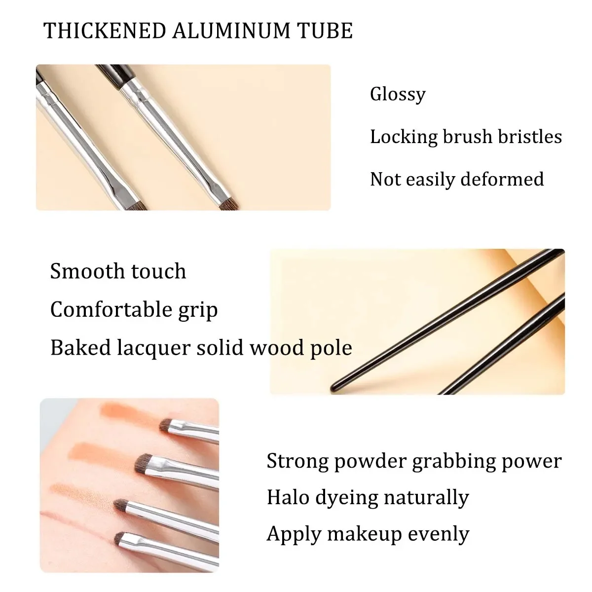 Ein Set inklusive 4 Lidschattenpinseln – ultraweicher Eyelinerpinsel, detailliertes Lidschattenprodukt zum Grumpfen der Augen und einem tragbaren Artikel