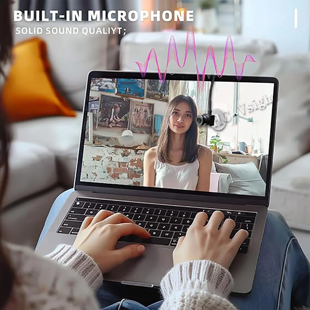 Eye Contact Webcam 1080P FHD, Middle-Screen Mounted Webcam with Mic, for PC/Laptop  Plug & Play USB Webcam for Zoom/Teams