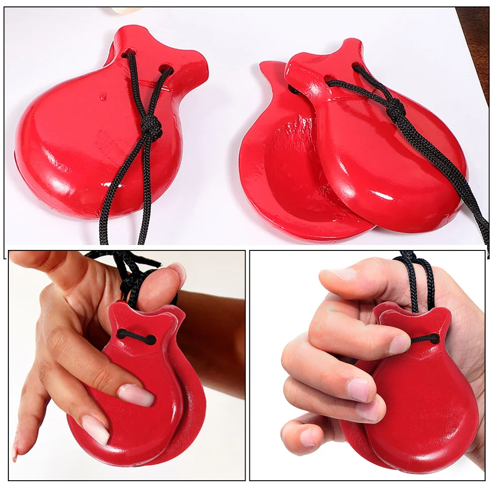 

1Pair Spanish Castanets Small Wood Hand Percussion Instrument for Dance Performance Musical Education Rhythm Spanish Castanets