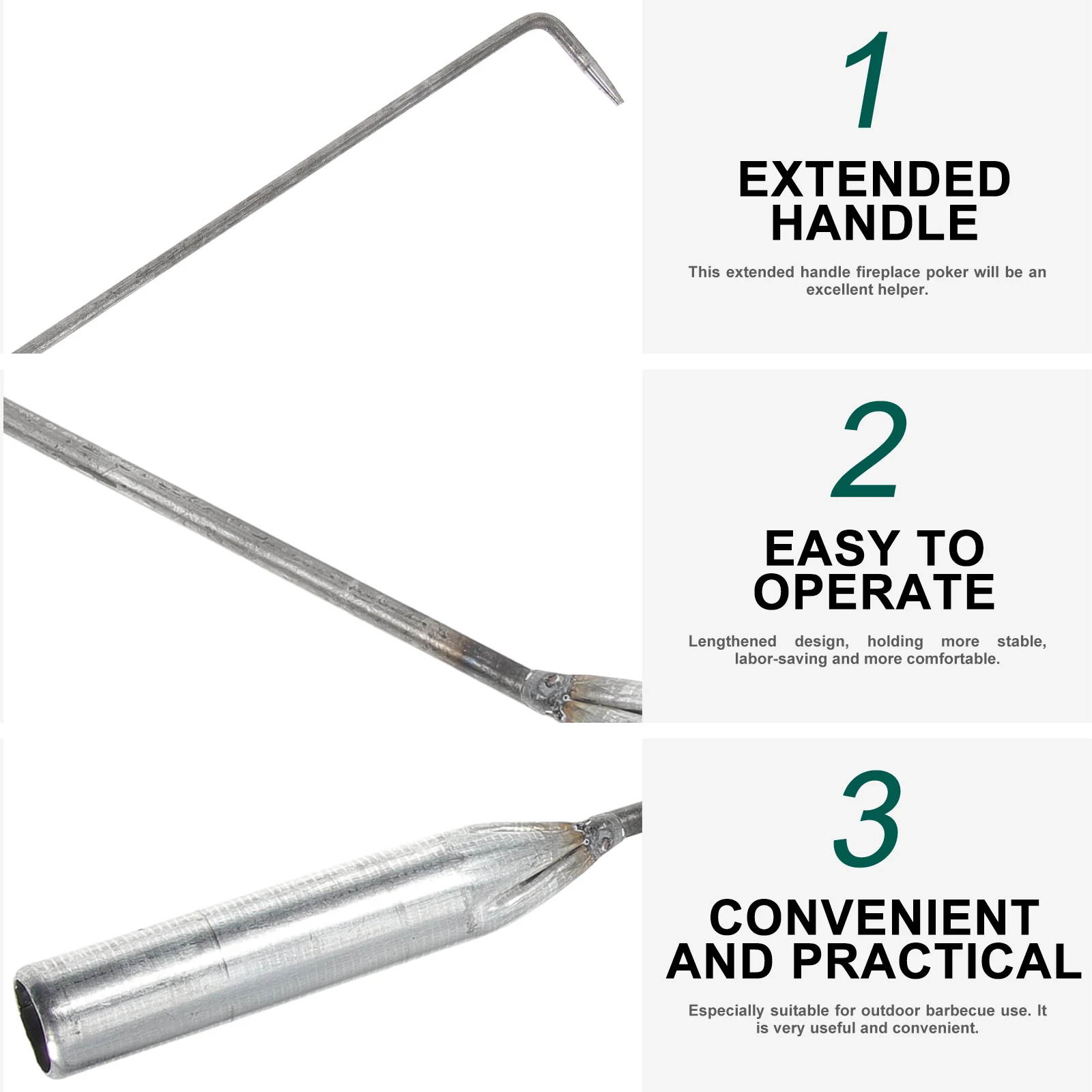 

1pcs Coal Hook Long Handle Iron Fire Poker For Outdoor Barbecue Home Fireplace Multi-Function Camping Tool