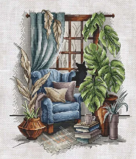 Cross Stitch Set Counted Cross Stitch Set, Small Cross Stitch Kit  28ct 11ct 14ct 32ct Metallic aida Room 17-corner 32-36