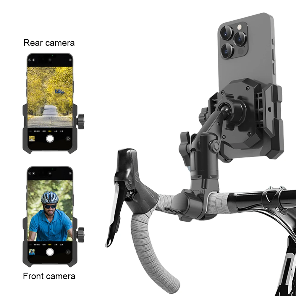 Handlebar Phone Mount 360 Rotating Bike Phone Holder Mount GPS Riding Motorcycle Bracket Motorcycle Handlebar Clip Bicycle Stand