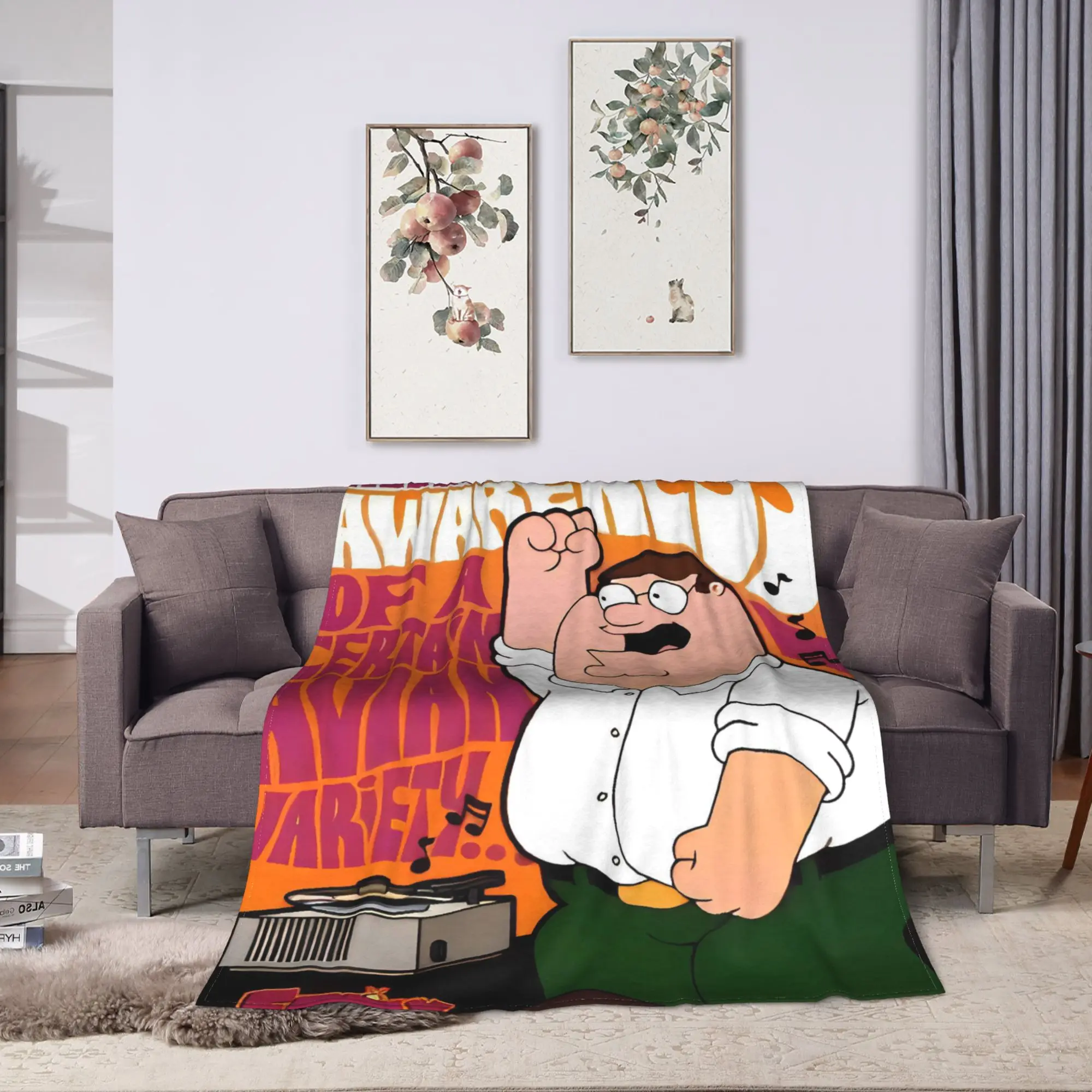 Peter Griffin  Flannel Blanket Winter  Soft Durable Throw Blanket for Boy Girl Bedroom Fluffy Bedspread Sofa Bed Cover