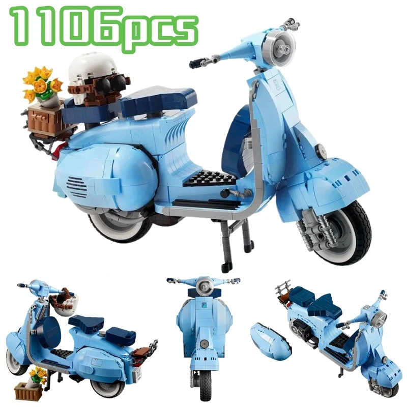 Technische Romeinse Vakantie Vespas 125 Motorfiets 23001 Bouwstenen Stad MOTO Model Bricks MOC 10298 Monteren Speelgoed Kid Jongen Geschenken