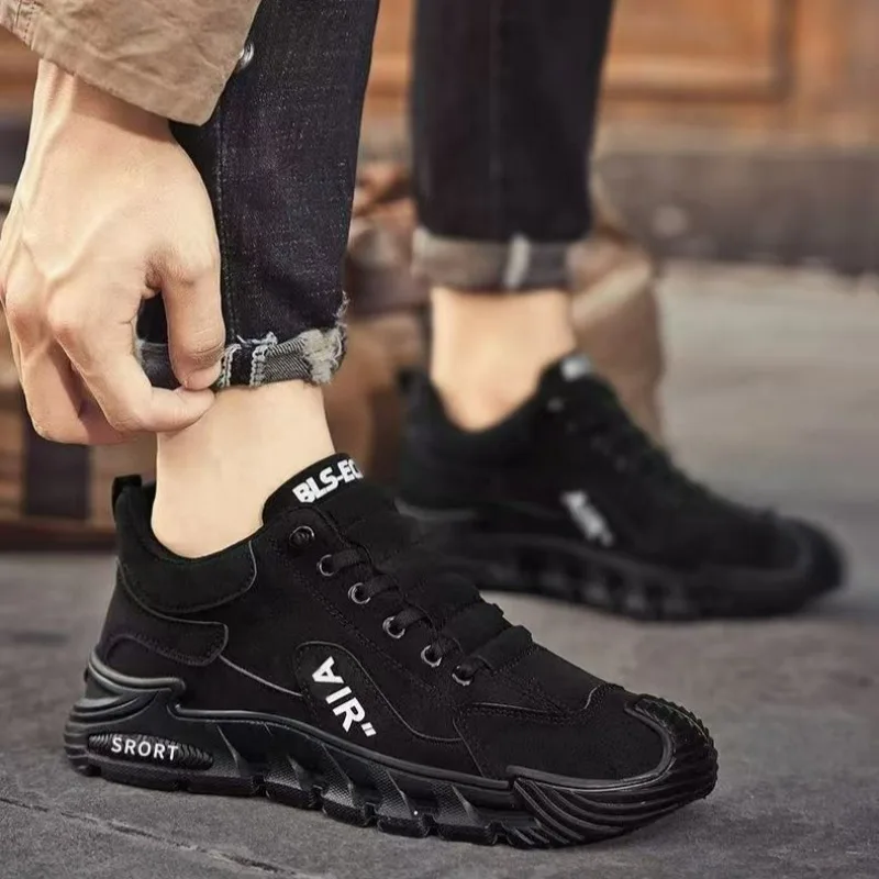 أحذية رياضية مكتنزة للرجال موضة الربيع سهلة الارتداء للرجال أحذية كاجوال جلدية مقاومة للماء أحذية عمل للرجال أحذية منصة مضادة للانزلاق