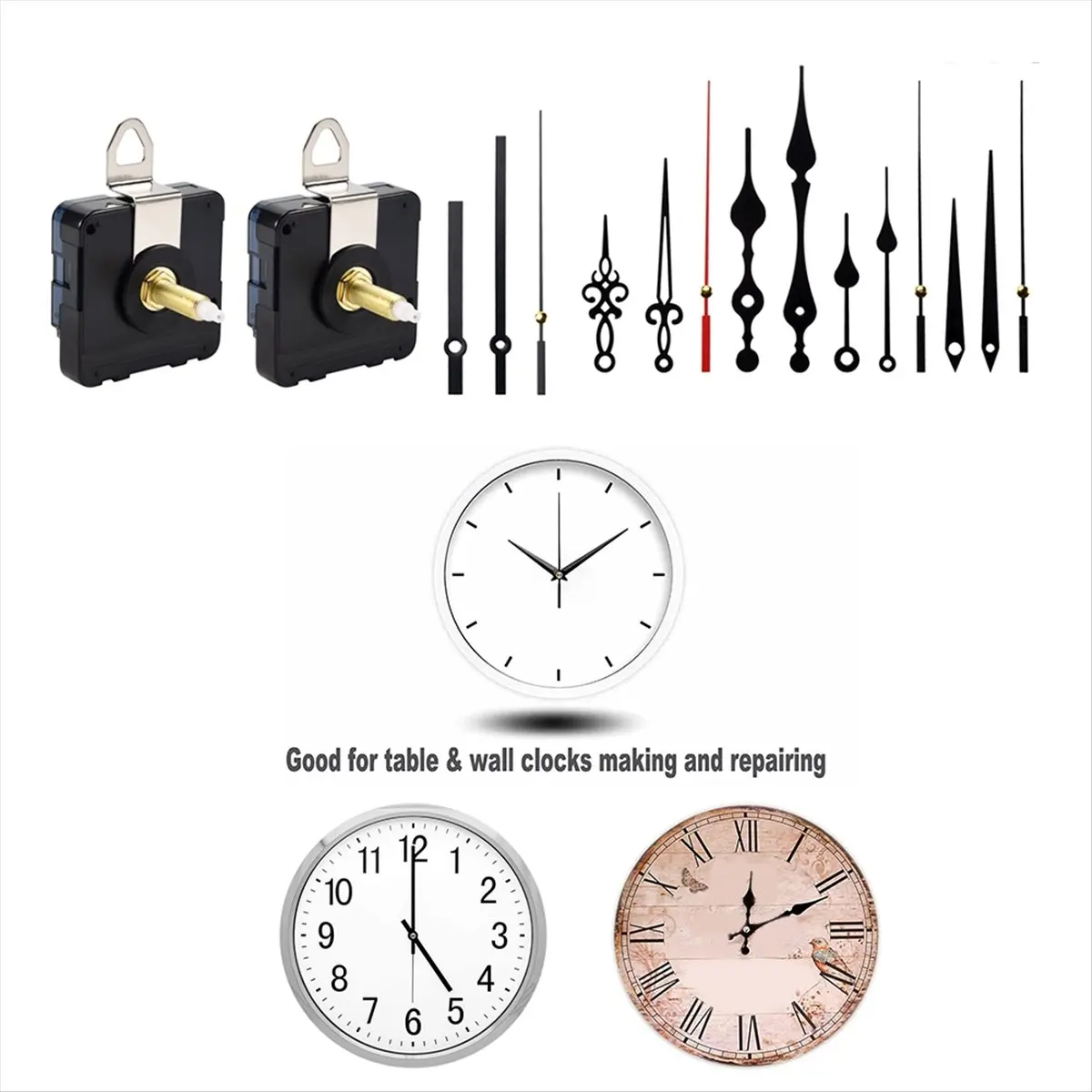 2 pièces 32mm arbre Long bricolage mouvement d'horloge à Quartz avec 5 paires différentes mains horloge murale mécanisme de mouvement pièces de réparation-A51M