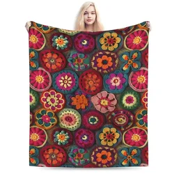 Colourful Crochet Blanket Soft Warm Flannel Throw Blanket Plush for Bed Living room Picnic Travel Home Couch