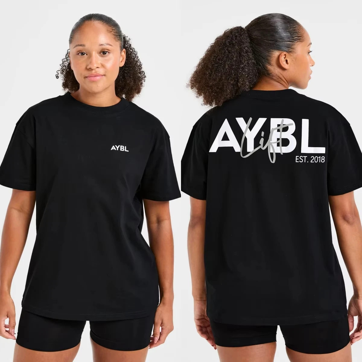 2026 New EST 2018 Fitness Lift Script Front Back Print T Shirt Oversized Unisex Streetwear Gym Workout Graphic Tee