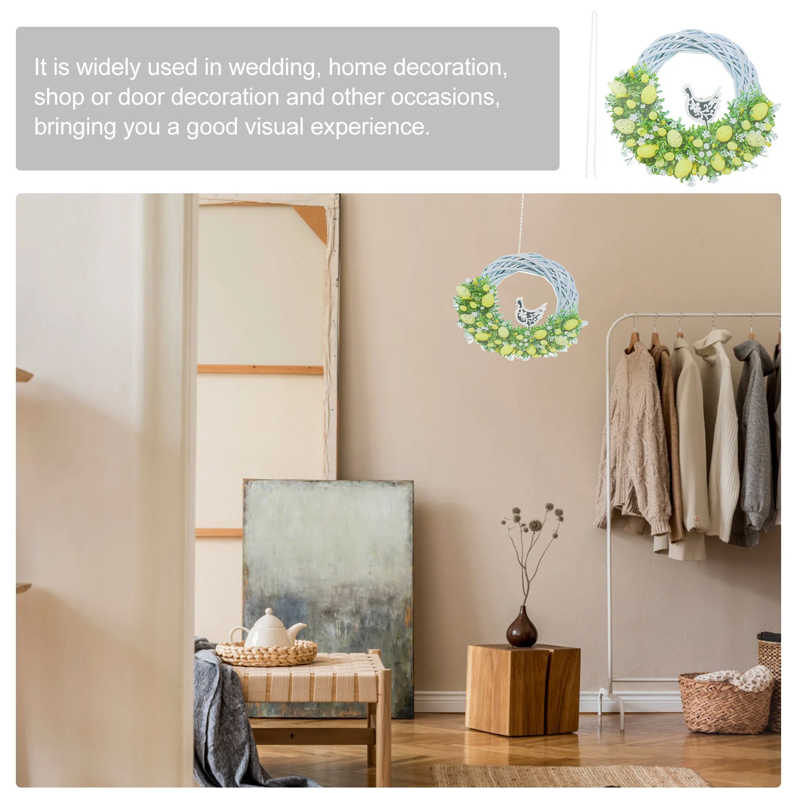 

1Pcs White Flower Wreath Light Acrylic Simulation Garland Wedding Door Hanging Decoration Home Ornament Realistic