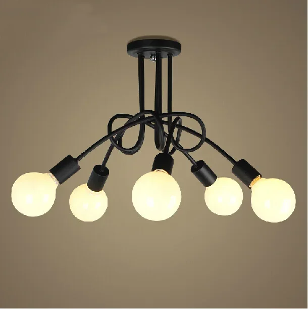 

Loft American industrial Vintage ceiling light E27 bulb iron black painted decoration lamp free shipping