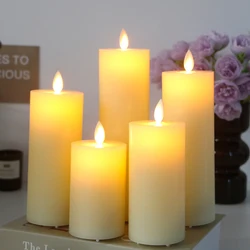 3X DC Rechargeable paraffin Candles Battery Operated Flickering Window Lamp ,Flameless Long Lasting Real Wax LED Pillar Candle