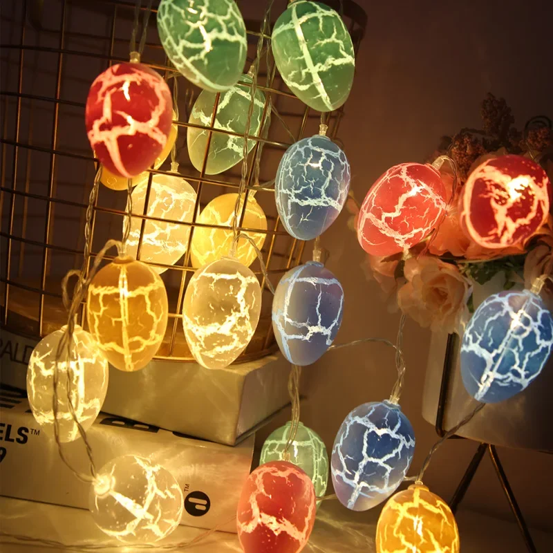 1.5m 10led Easter Colorful Crack Eggs Led Light String Egg Easter Parti 2025 Spring Festival Happy Easter Day Decor For Home