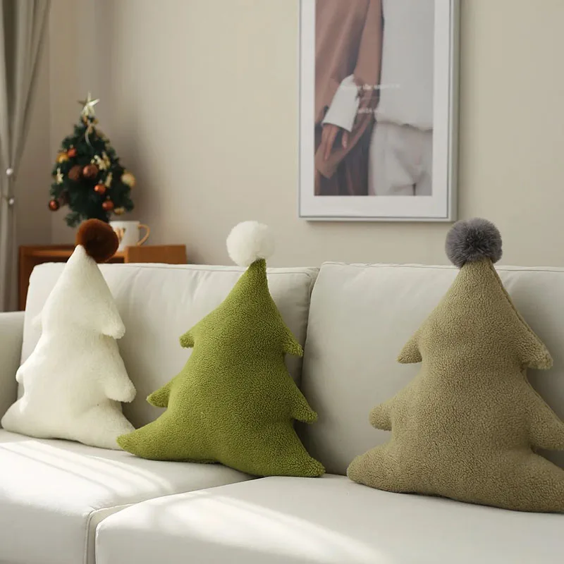 

Lamb Wool Christmas Pillow Light Luxury Sofa Living Room Cushion Pillow Nordic Style Pillow