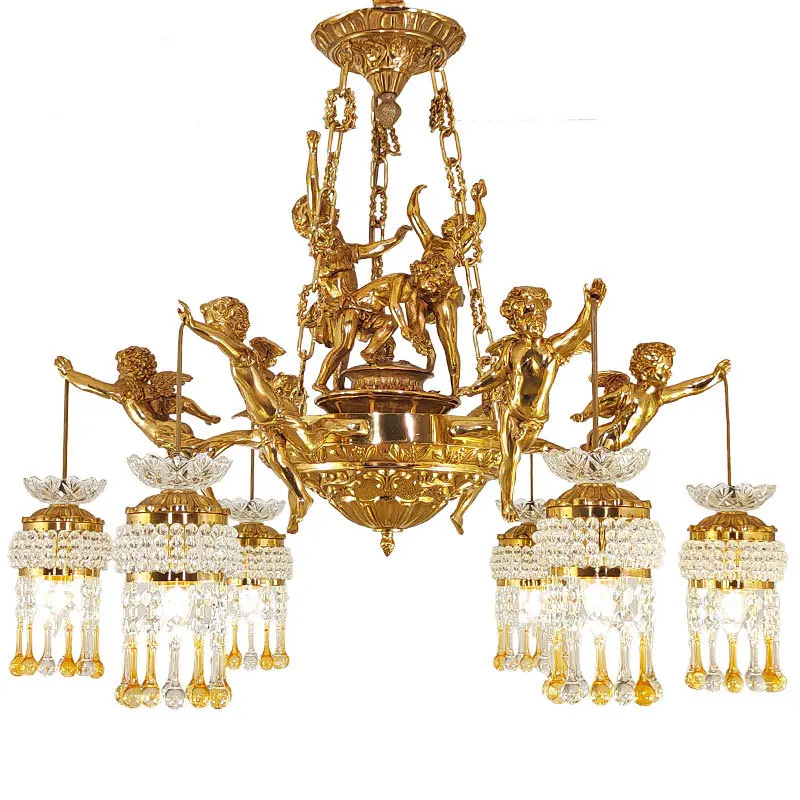 

French crystal chandelier European all-copper villa luxury living room bedroom dining room