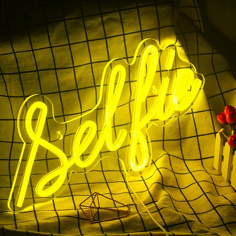 Selfie Neon Bord Led Kamer Muur Decor Usb Aangedreven Met Schakelaar Opknoping Acryl Voor Slaapkamer Kinderkamer Feest Geschenken Lampen Voor Kamer