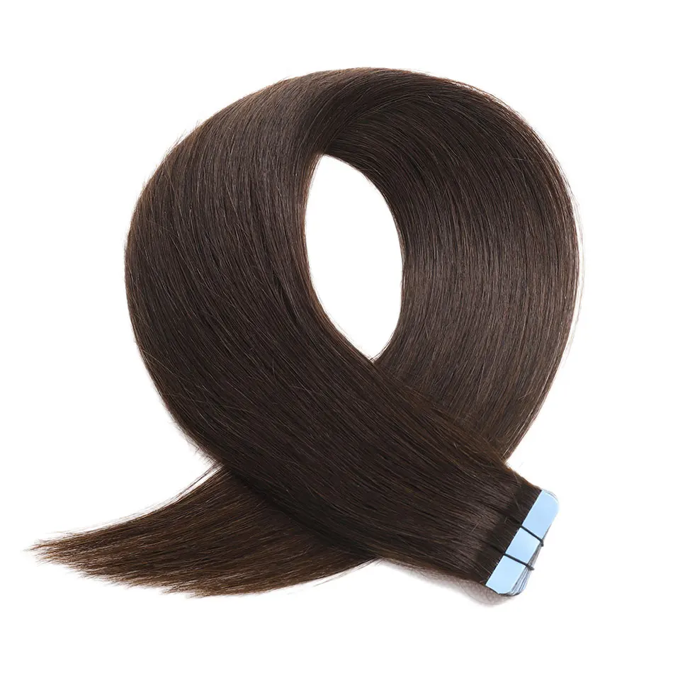 Lovevol เทปในส่วนขยายของผมมนุษย์ตรง Remy ยุโรป Hair Extension ธรรมชาติไม่มีรอยต่อผิว Weft สีน้ำตาล10/20Pcs